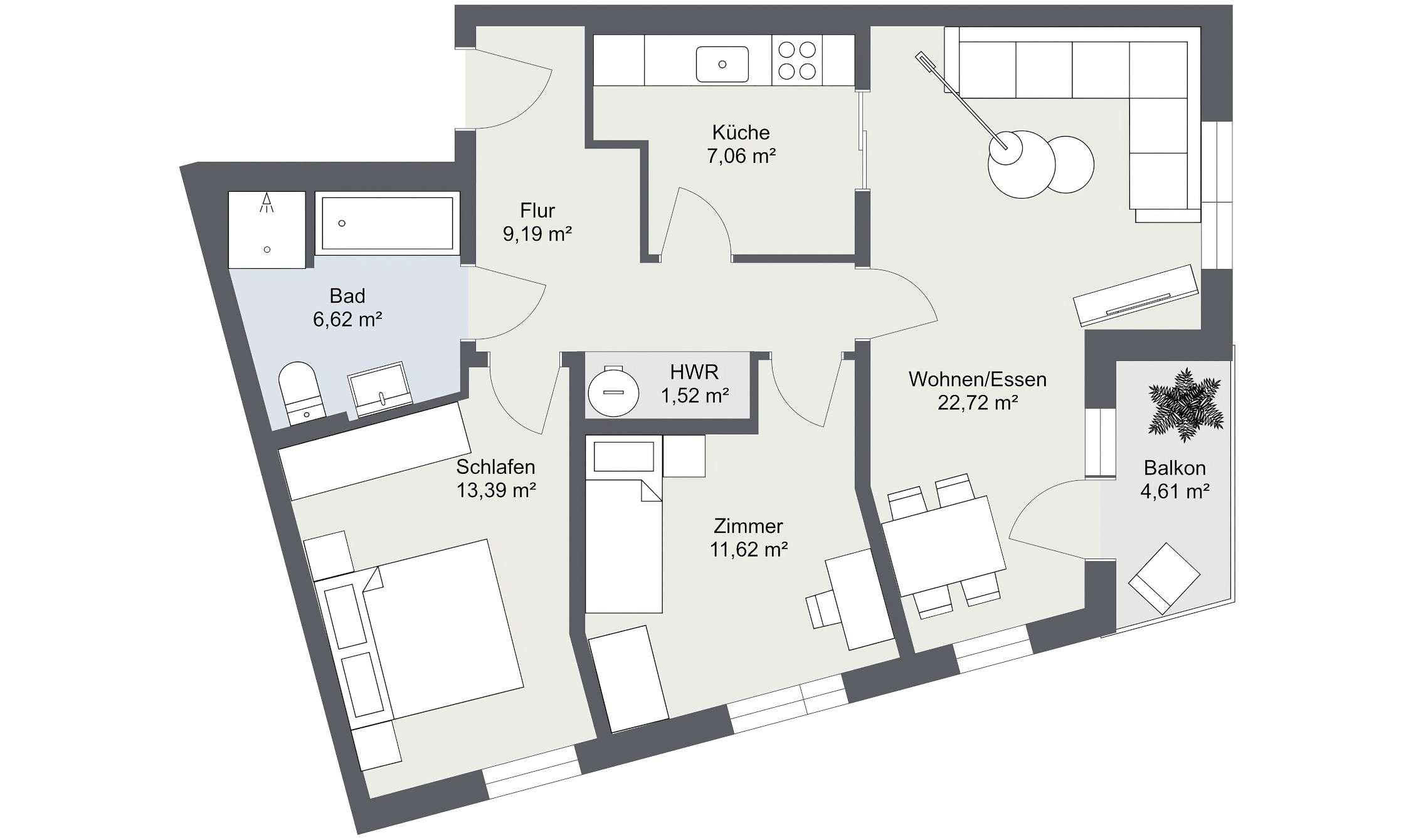 Thumbnail-Wohnung zum Mieten in Neubrandenburg 437,28 € 72.88 m²