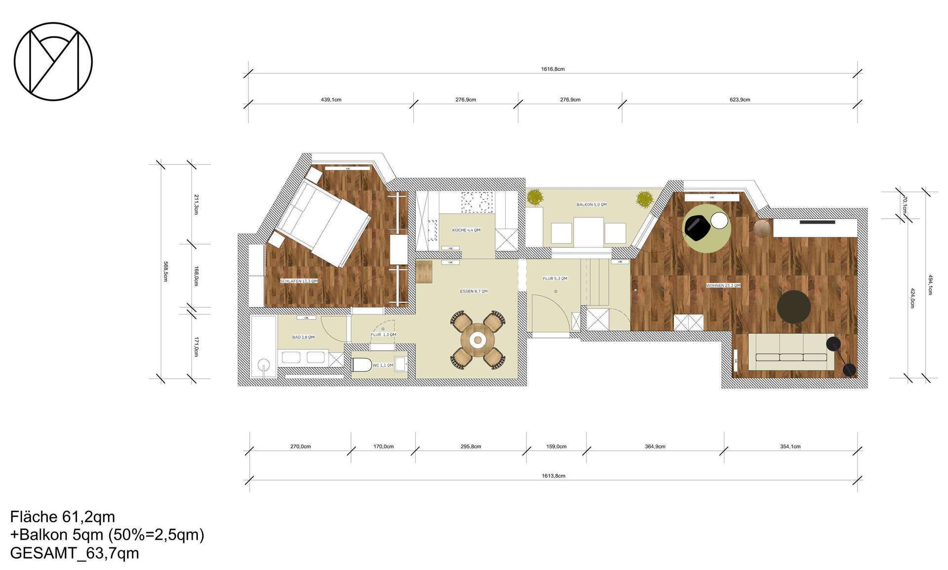 Thumbnail-Wohnung zum Kaufen in Stuttgart 395.000,00 € 63 m²