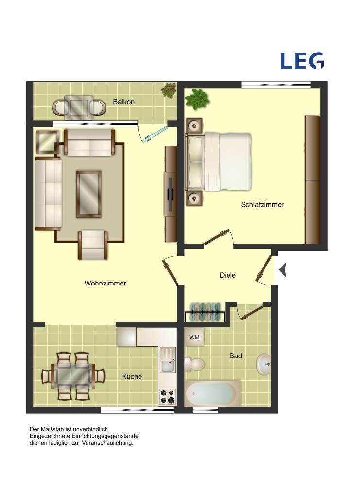 Thumbnail-Wohnung zum Mieten in Bergkamen 419,00 € 52.3 m²