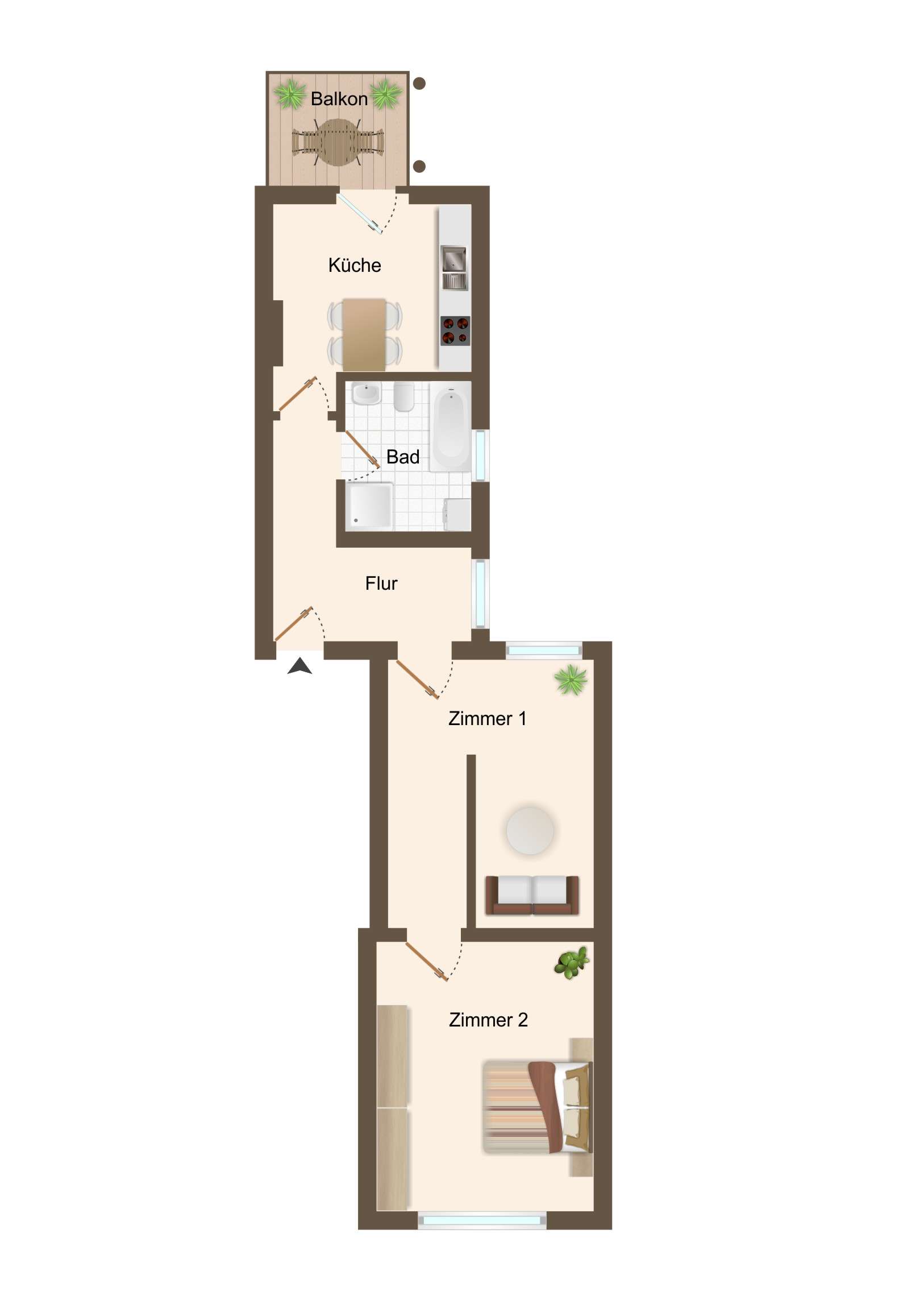 Thumbnail-Wohnung zum Kaufen in Rostock 194.500,00 € 56.25 m²