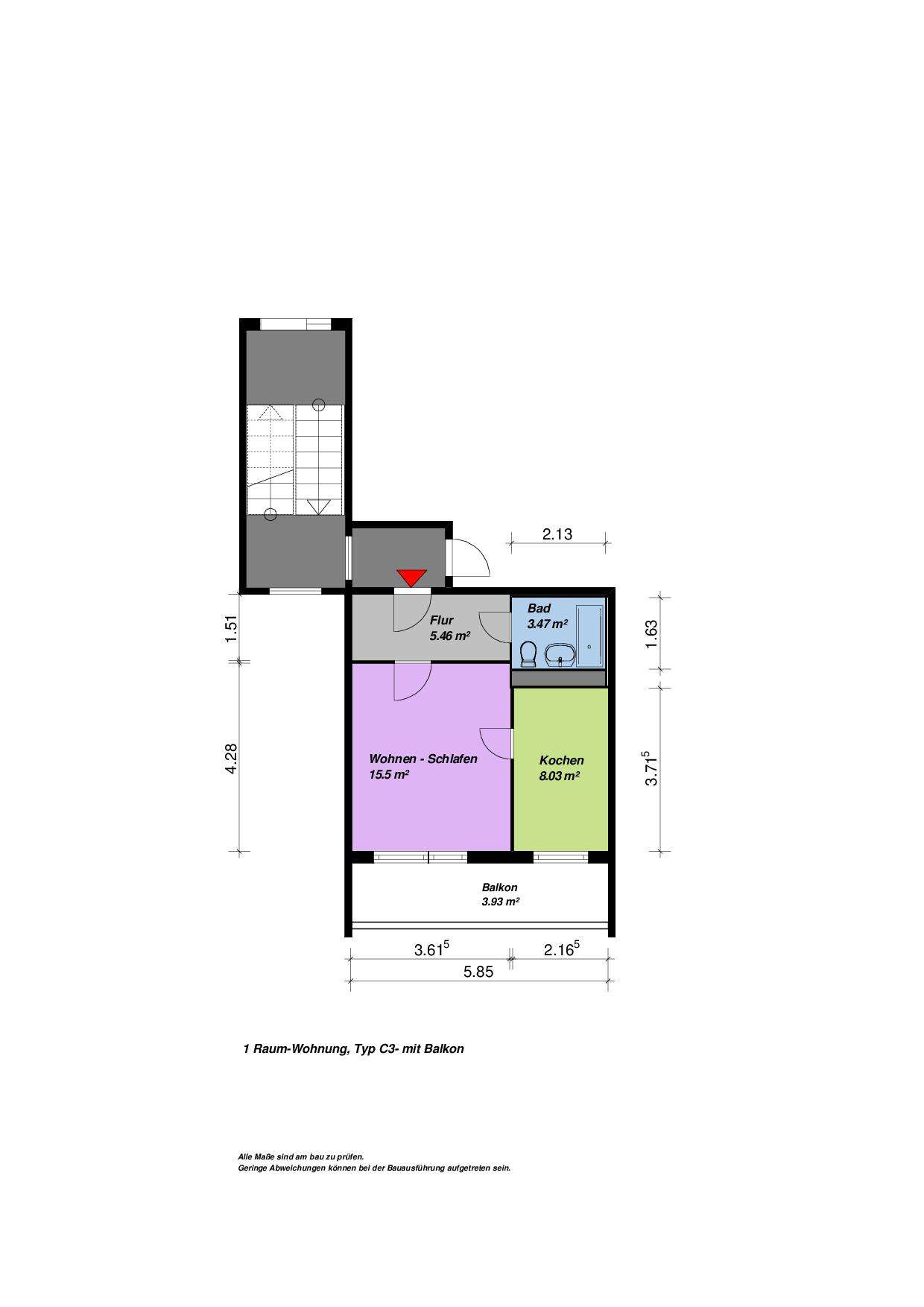 Thumbnail-Wohnung zum Mieten in Neubrandenburg 222,00 € 36.45 m²