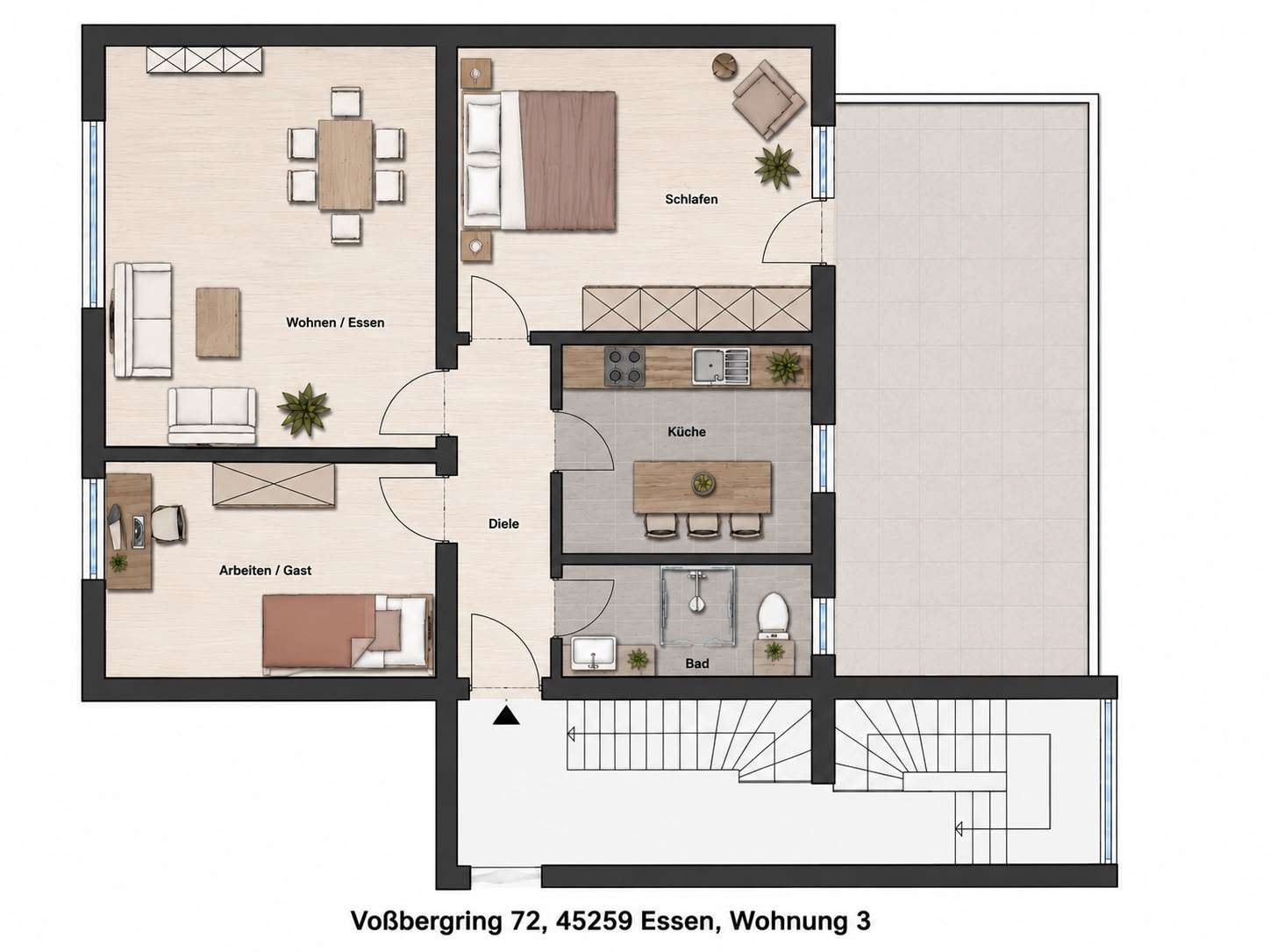 Thumbnail-Wohnung zum Mieten in Essen 1.058,00 € 84 m²