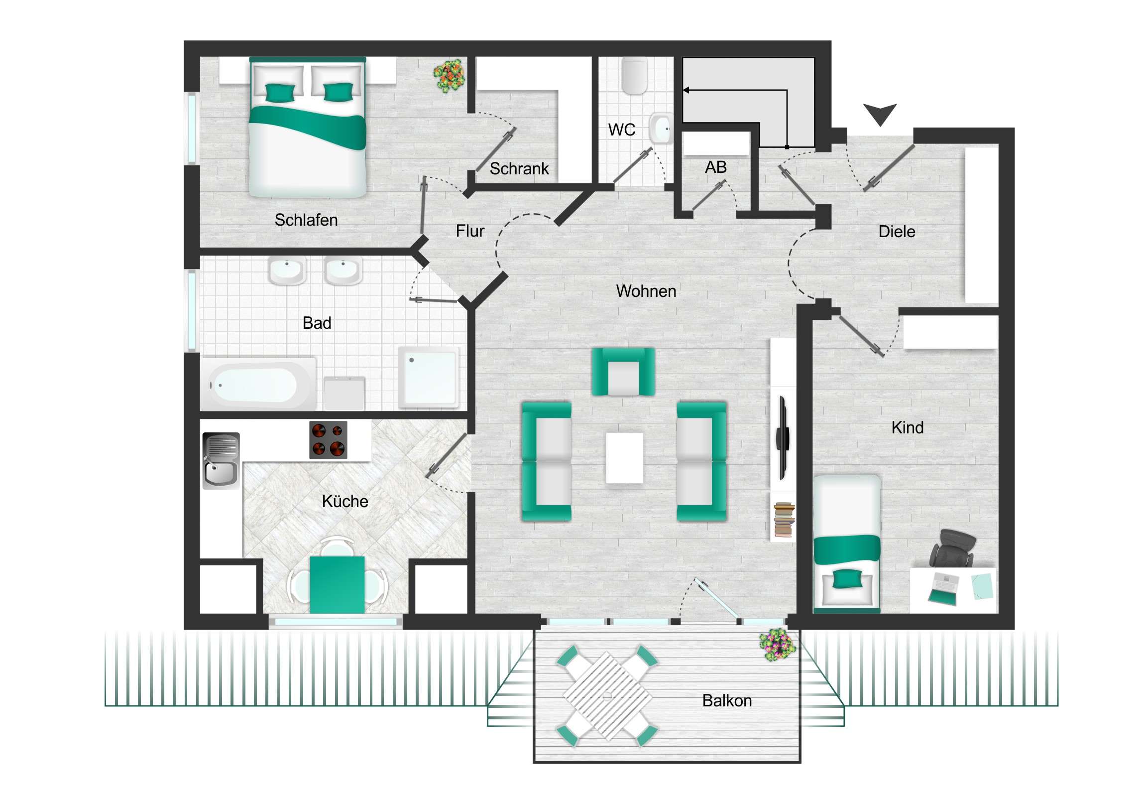Thumbnail-Wohnung zum Mieten in Waldenburg 880,00 € 80 m²