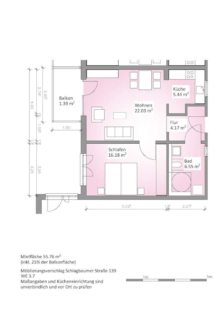 Thumbnail-Wohnung zum Mieten in Solingen 341,52 € 55.76 m²