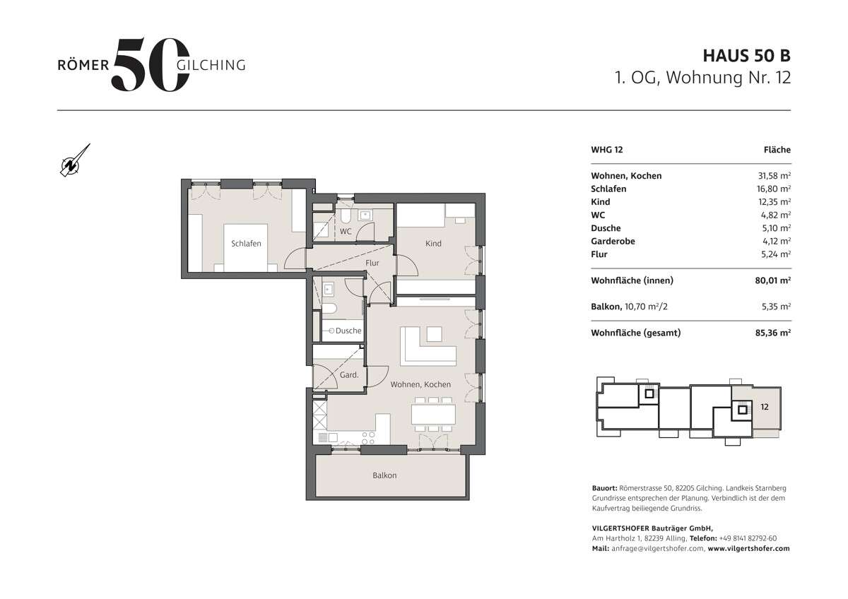 Thumbnail-Wohnung zum Kaufen in Gilching 745.000,00 € 85.36 m²