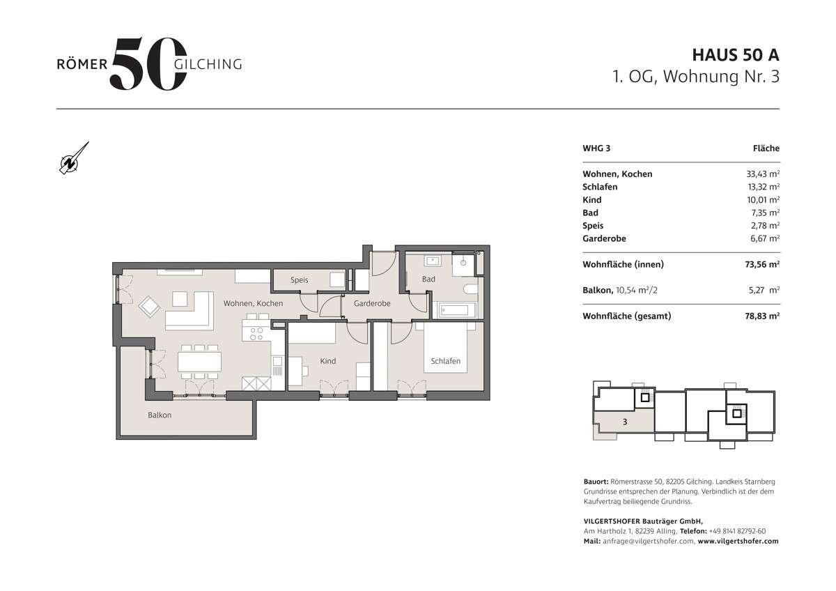 Thumbnail-Wohnung zum Kaufen in Gilching 629.000,00 € 78.83 m²