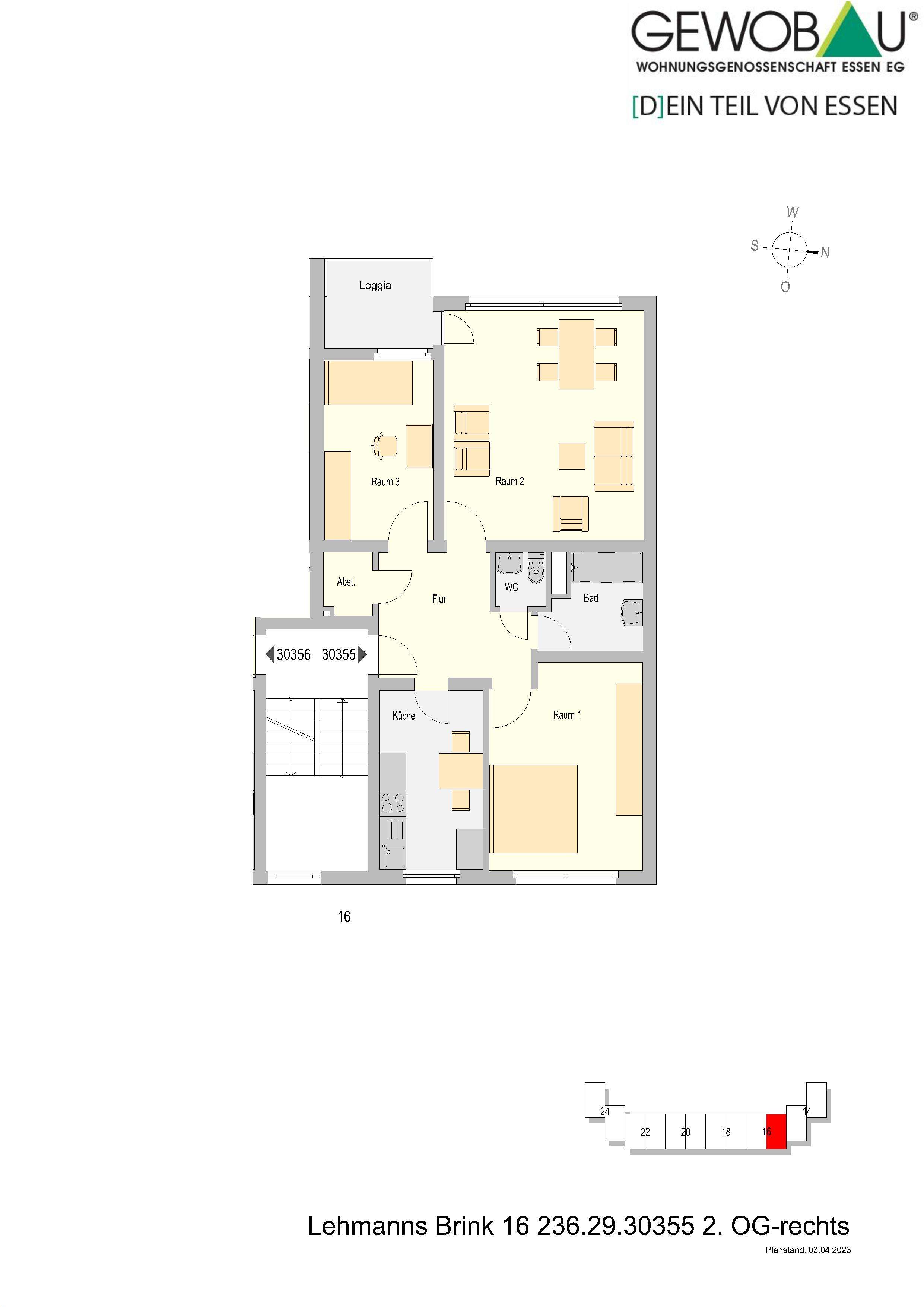 Thumbnail-Wohnung zum Mieten in Essen 650,00 € 79.09 m²