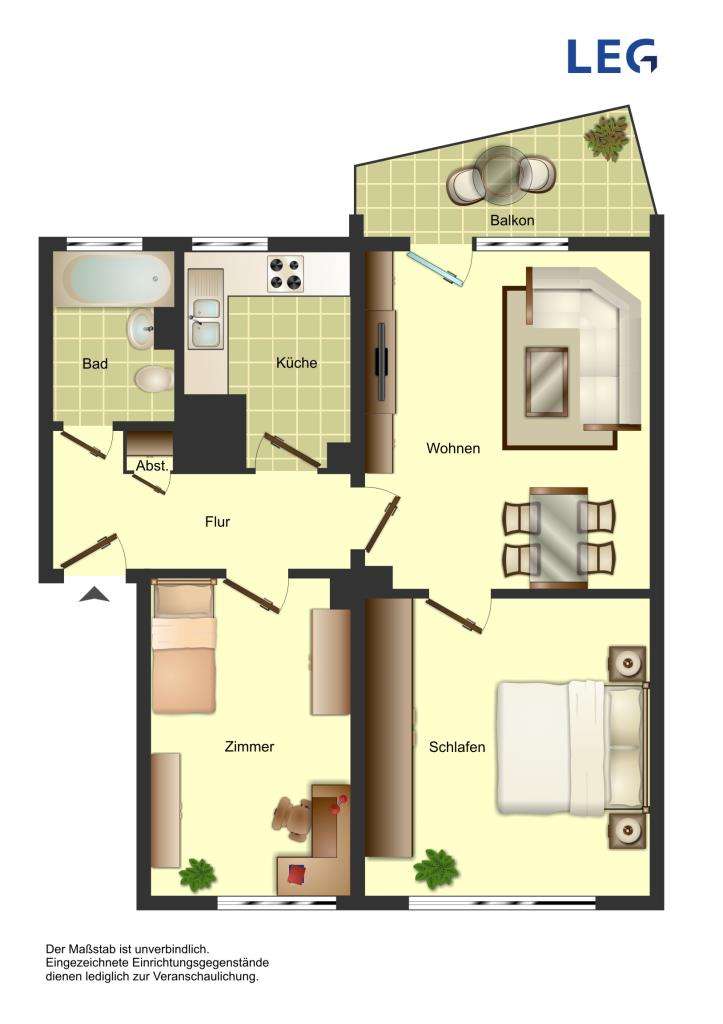 Thumbnail-Wohnung zum Mieten in Unna 459,00 € 57.52 m²