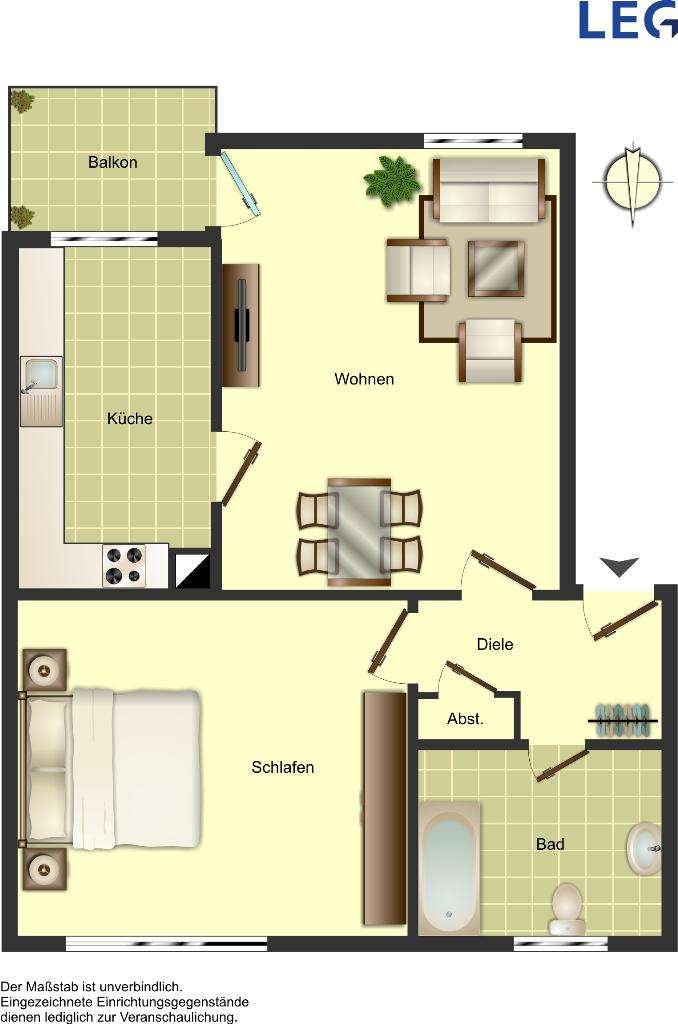 Thumbnail-Wohnung zum Mieten in Ahlen 439,00 € 46.52 m²