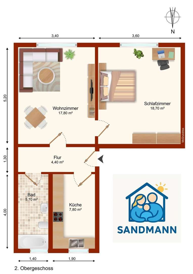Thumbnail-Wohnung zum Mieten in Nossen 289,00 € 54.4 m²