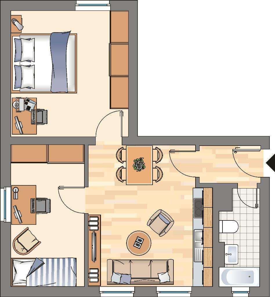 Thumbnail-Wohnung zum Mieten in Dortmund 392,00 € 44.63 m²