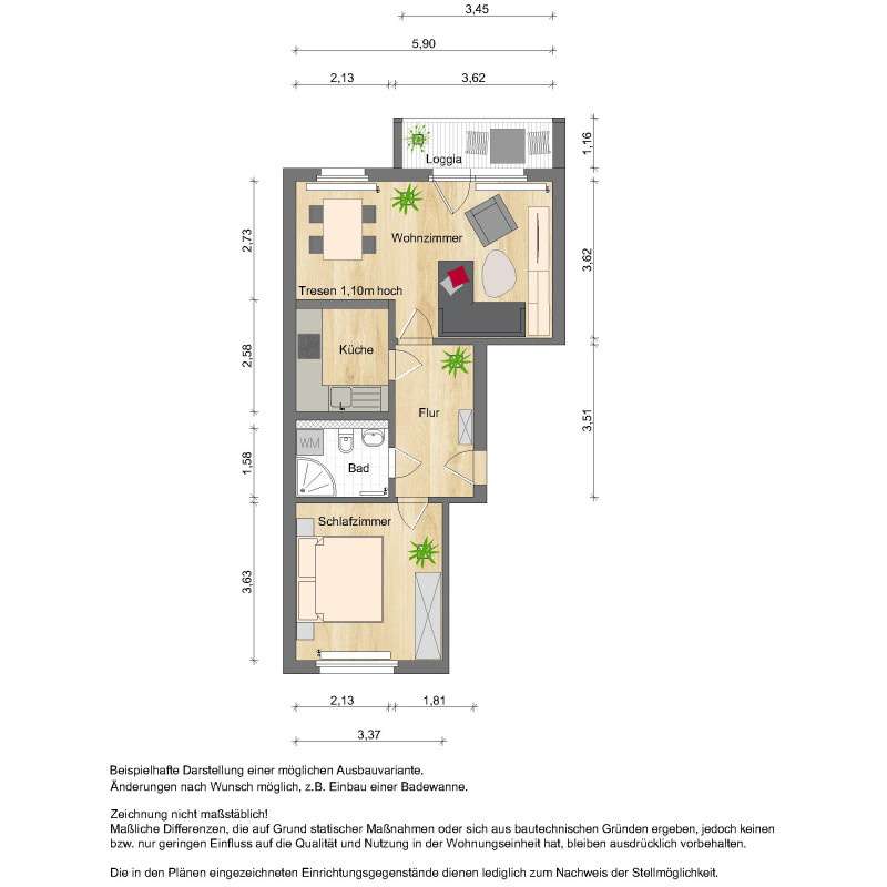 Thumbnail-Wohnung zum Mieten in Zwickau 330,00 € 50 m²