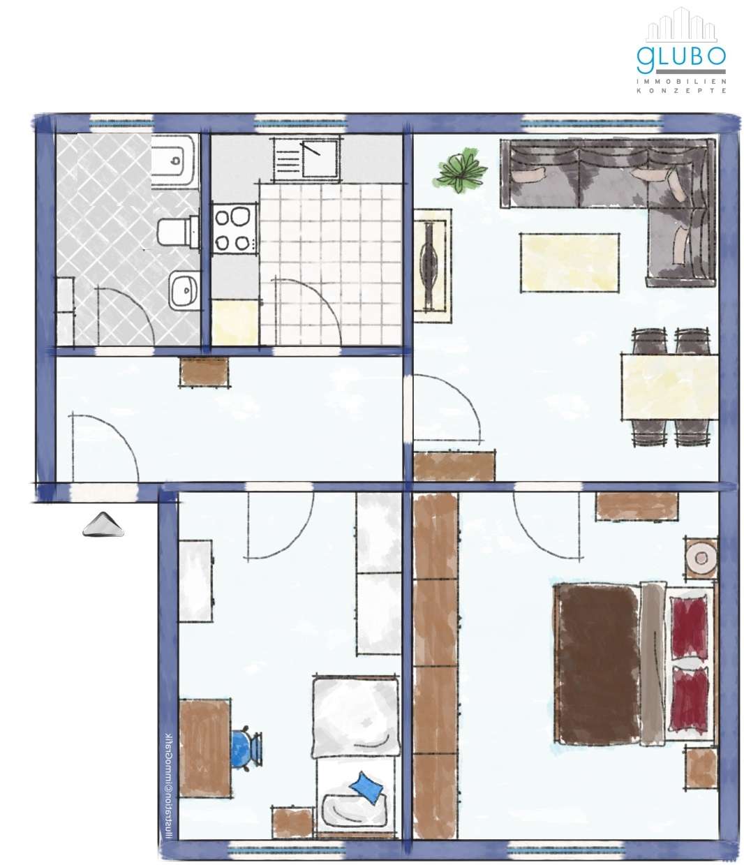 Thumbnail-Wohnung zum Mieten in Bochum 620,00 € 65 m²