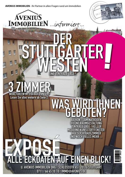 Thumbnail-Wohnung zum Mieten in Stuttgart 990,00 € 74.46 m²