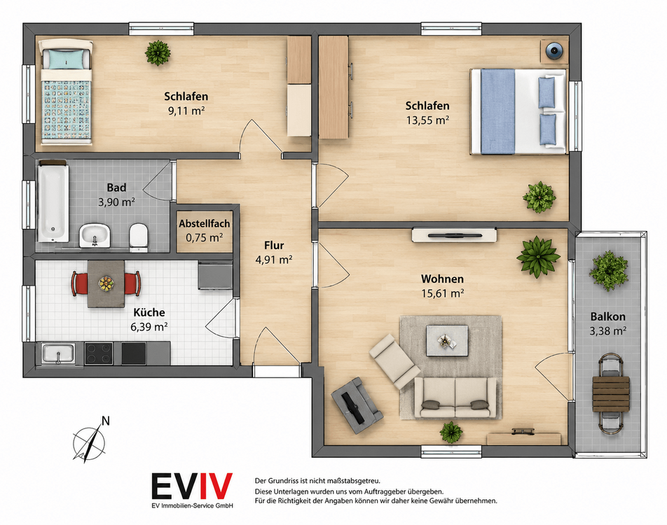 Thumbnail-Wohnung zum Mieten in Wittmund 470,00 € 53.67 m²