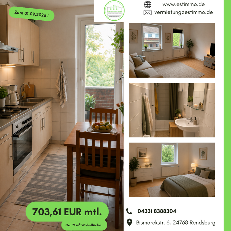 Thumbnail-Wohnung zum Mieten in Rendsburg 703,61 € 71 m²