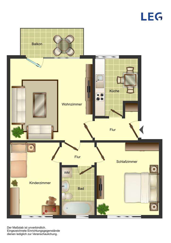 Thumbnail-Wohnung zum Mieten in Bergkamen 499,00 € 60.73 m²