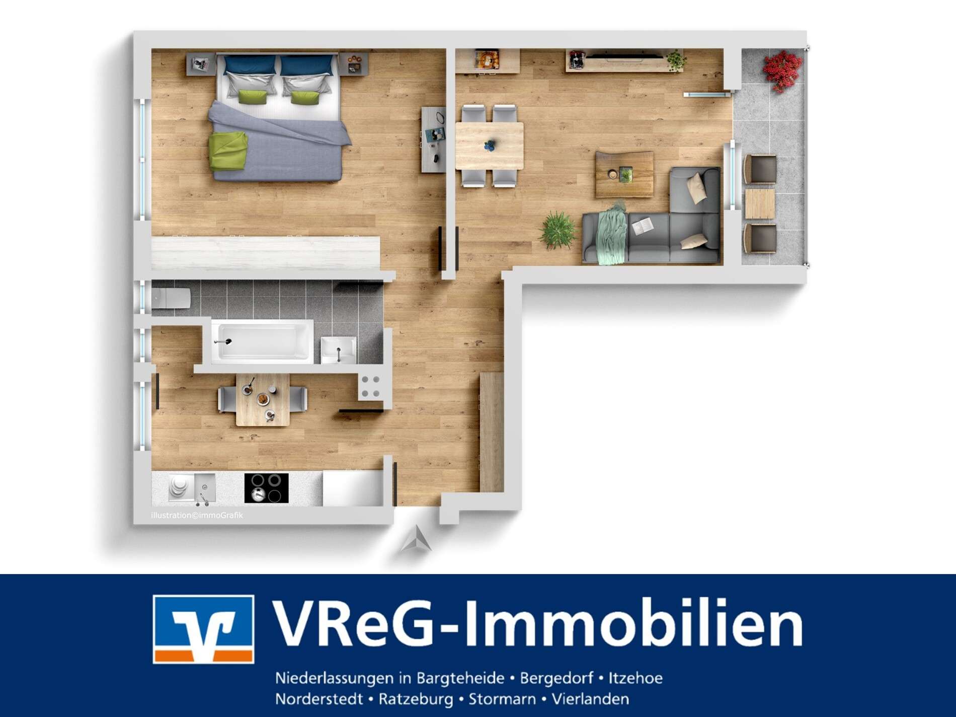 Thumbnail-Wohnung zum Kaufen in Hamburg Lokstedt 325.000,00 € 60 m²