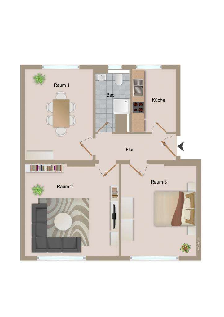 Thumbnail-Wohnung zum Mieten in Magdeburg 502,40 € 62.8 m²