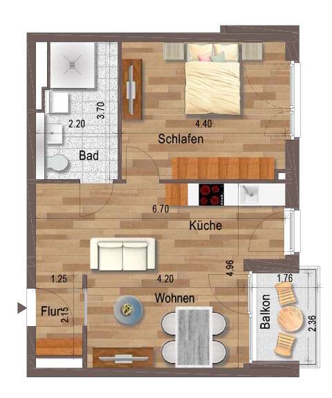 Thumbnail-Wohnung zum Mieten in Mönchengladbach 800,00 € 55 m²
