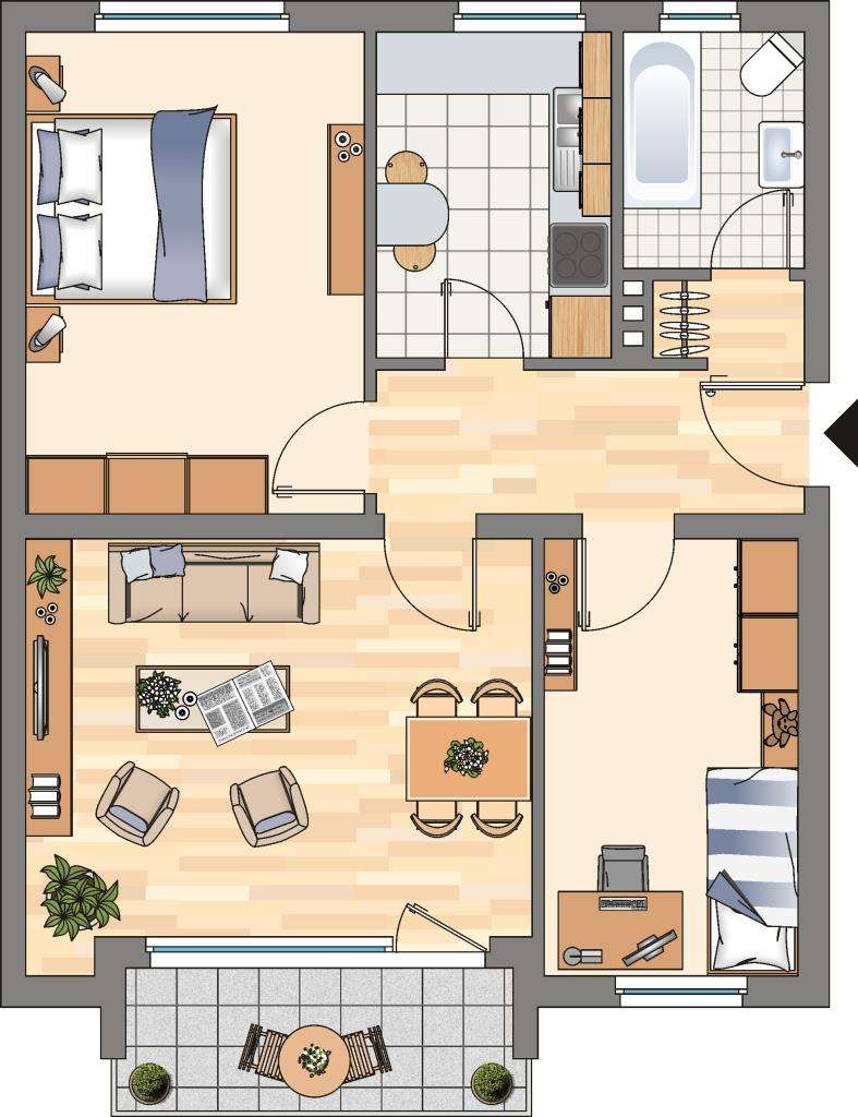 Thumbnail-Wohnung zum Mieten in Glücksburg 629,00 € 60.73 m²