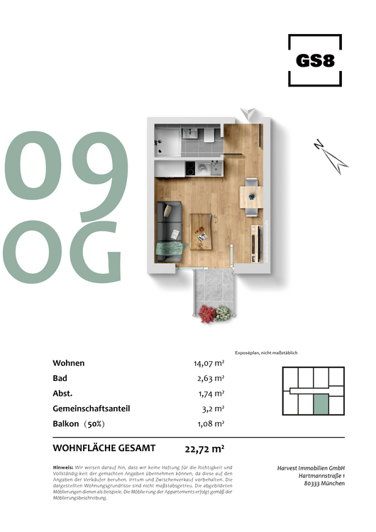 Thumbnail-Wohnung zum Kaufen in München 376.235,30 € 22.71 m²