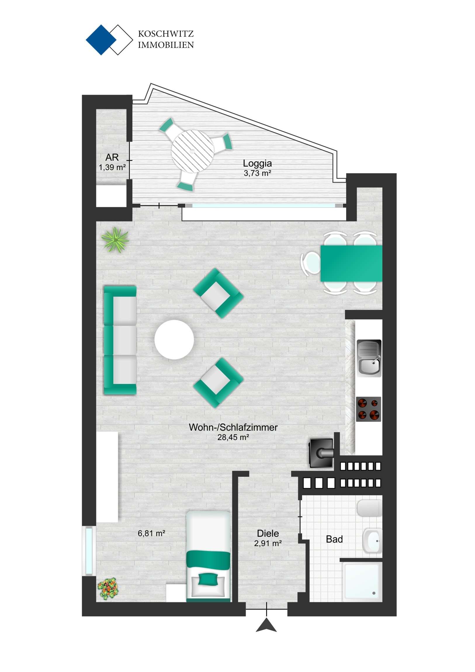 Thumbnail-Wohnung zum Kaufen in Düsseldorf Oberbilk 165.000,00 € 46 m²
