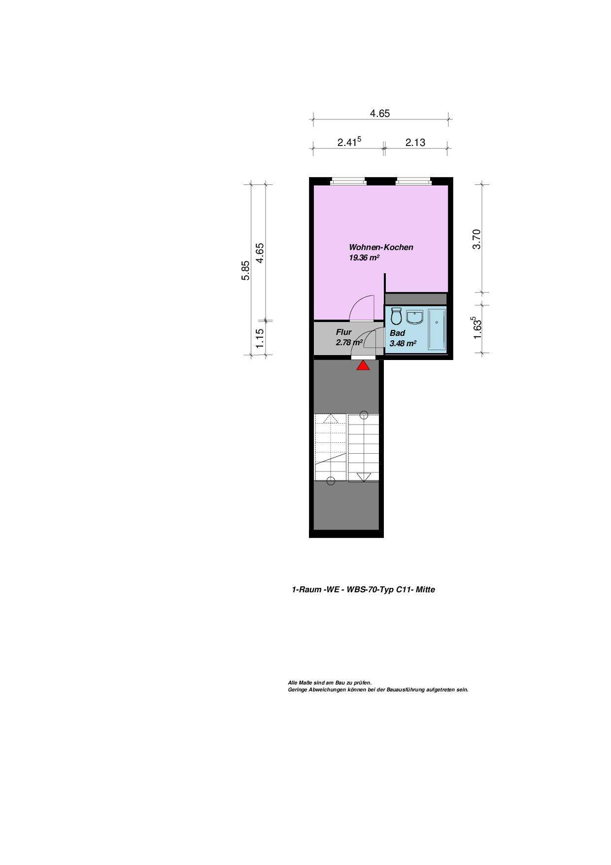 Thumbnail-Wohnung zum Mieten in Neubrandenburg 154,00 € 25.75 m²