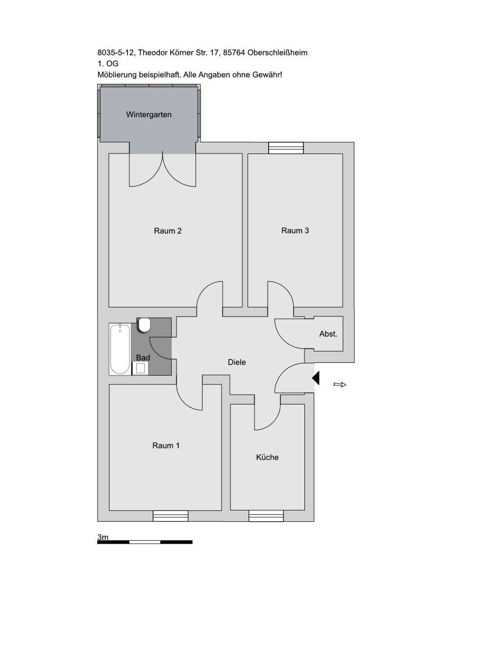 Thumbnail-Wohnung zum Mieten in Oberschleißheim 1.207,20 € 73.88 m²