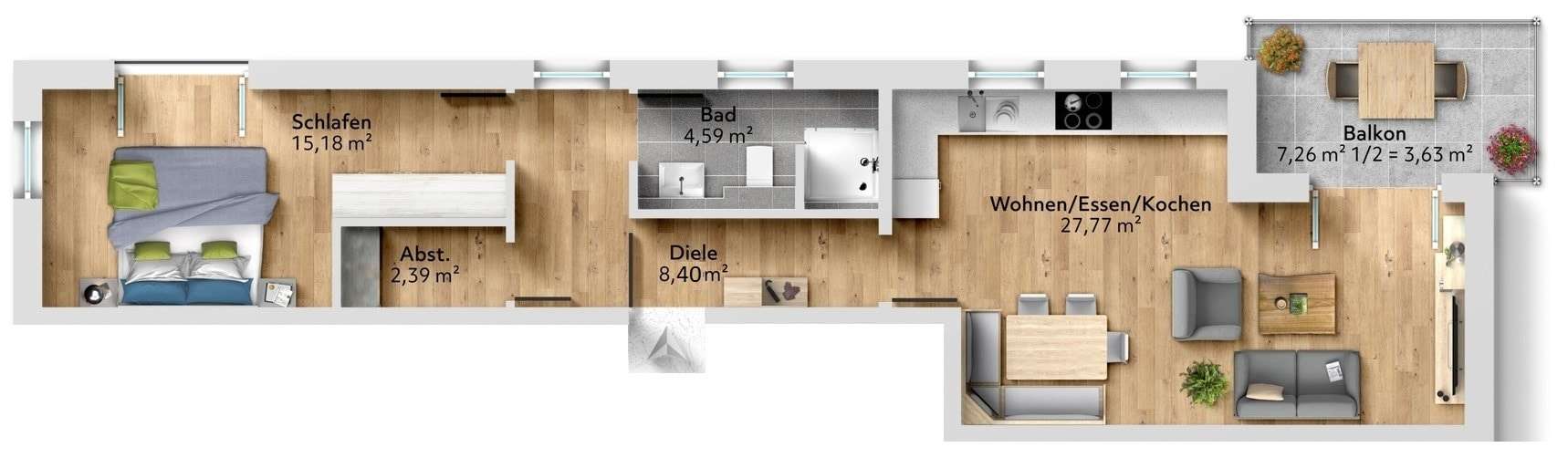 Thumbnail-Wohnung zum Kaufen in Weikersheim 267.667,20 € 61.96 m²