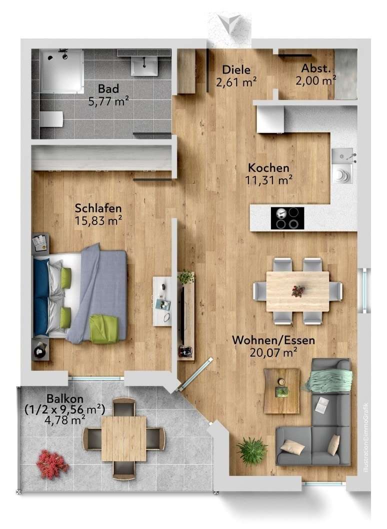 Thumbnail-Wohnung zum Kaufen in Weikersheim 269.438,40 € 62.37 m²