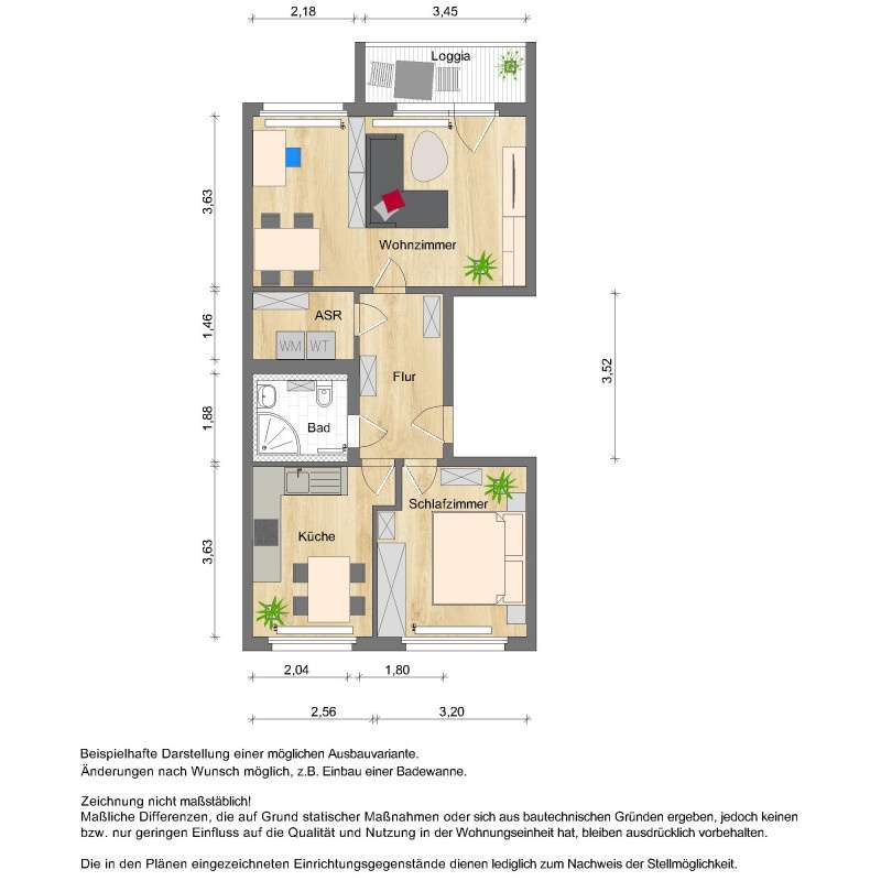 Thumbnail-Wohnung zum Mieten in Zwickau 382,80 € 58 m²