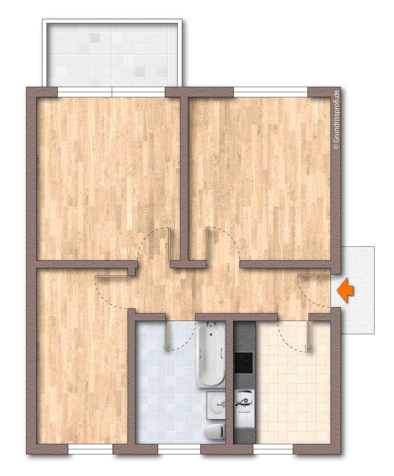 Thumbnail-Wohnung zum Mieten in Zühlsdorf 798,00 € 57 m²