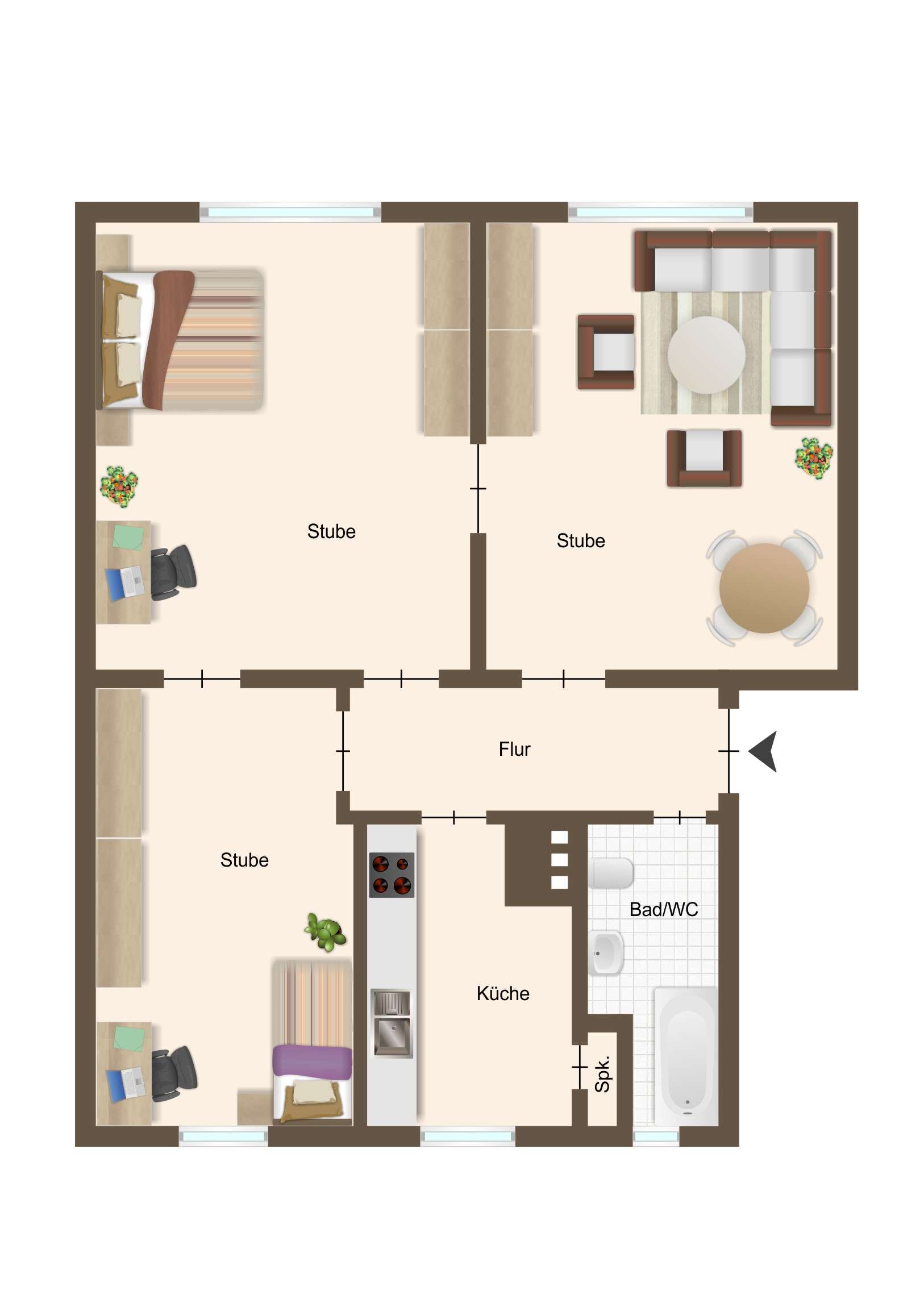 Thumbnail-Wohnung zum Kaufen in Rostock 205.000,00 € 68.24 m²