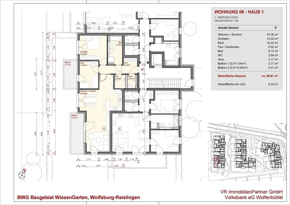 Thumbnail-Wohnung zum Kaufen in Wolfsburg 368.400,00 € 99.6 m²