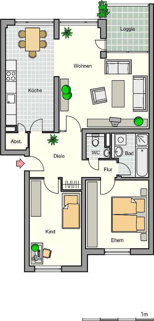 Thumbnail-Wohnung zum Mieten in Monheim 1.055,00 € 90 m²
