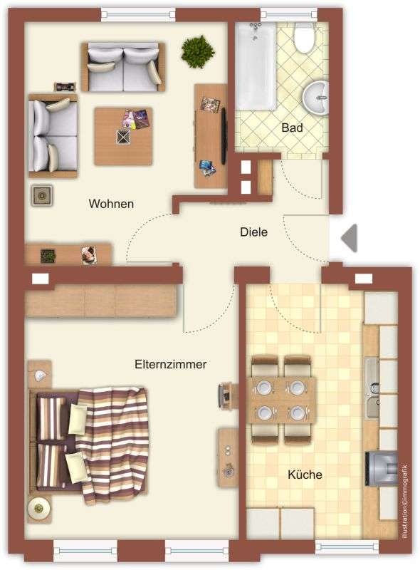 Thumbnail-Wohnung zum Mieten in Mönchengladbach 519,00 € 54 m²