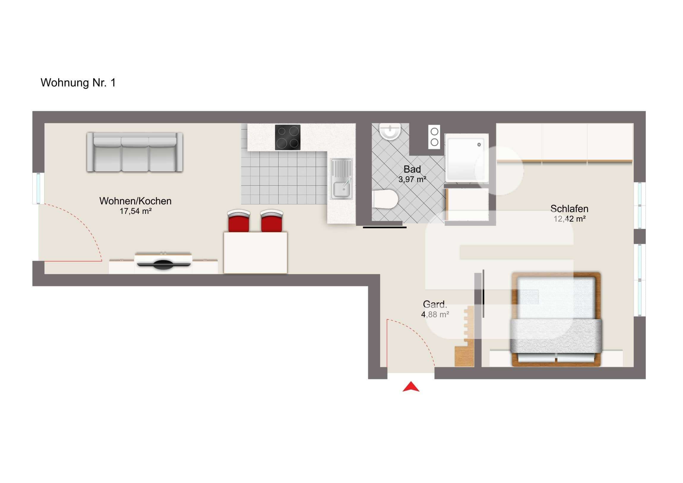 Thumbnail-Wohnung zum Mieten in Passau 535,78 € 38.81 m²