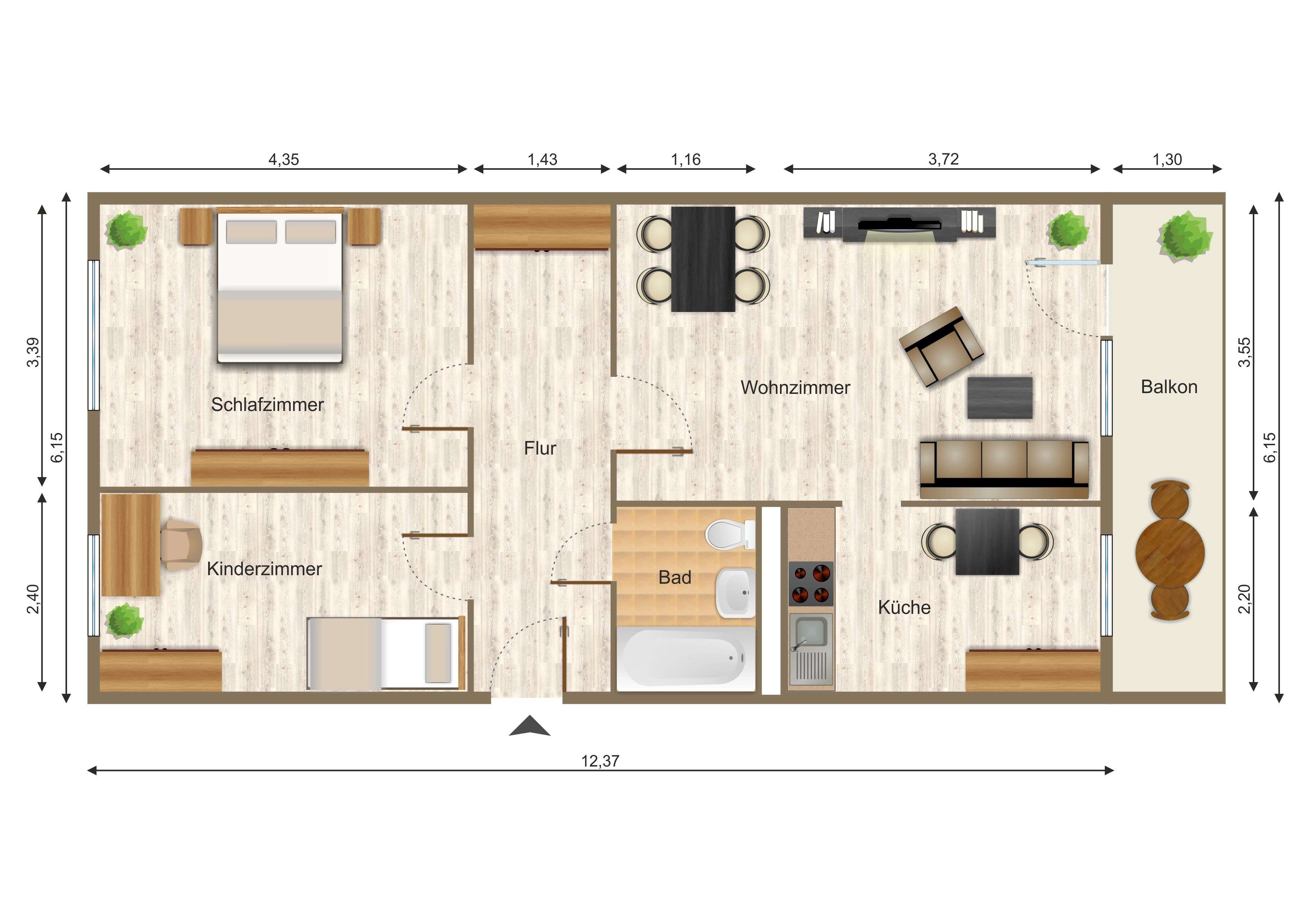 Thumbnail-Wohnung zum Mieten in Gera 318,02 € 70.67 m²