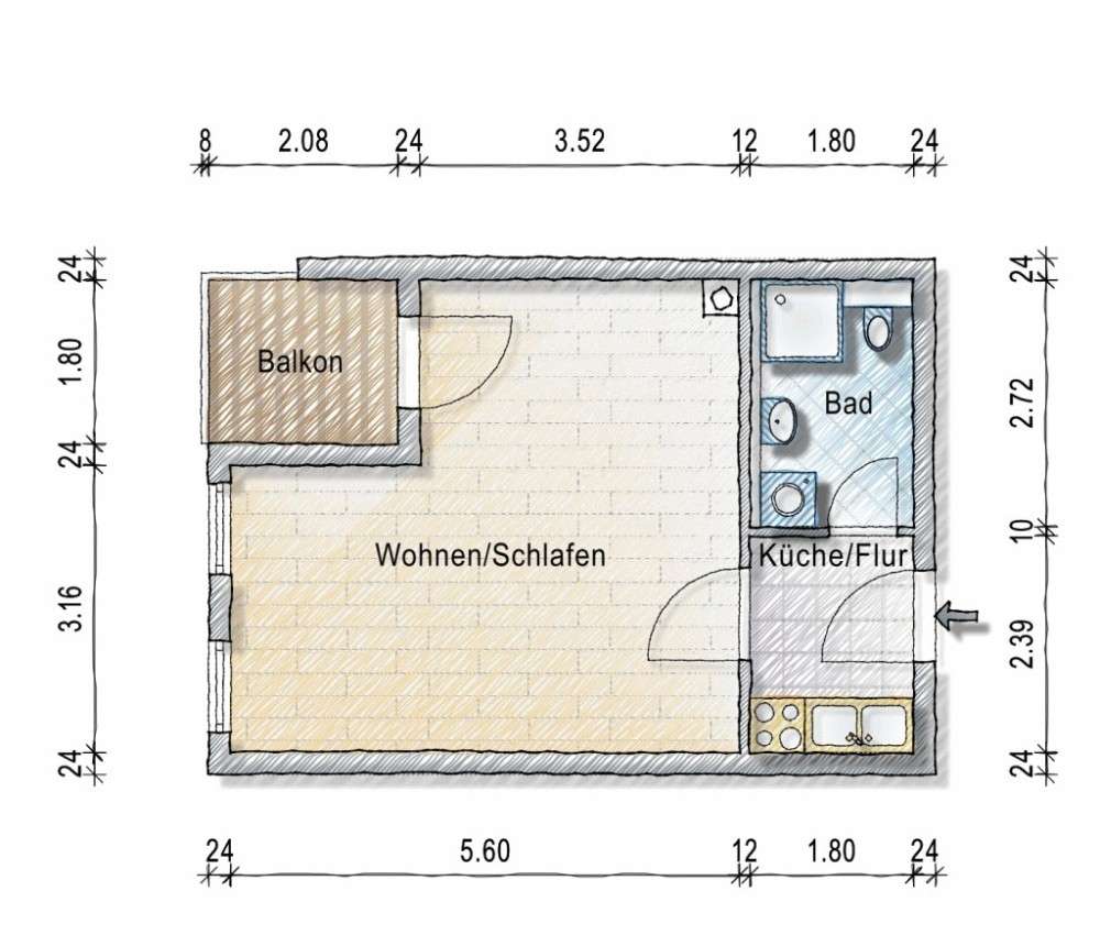 Thumbnail-Wohnung zum Kaufen in Fürth 115.000,00 € 33.14 m²