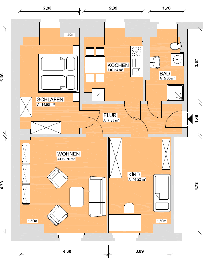 Thumbnail-Wohnung zum Mieten in Werdau 392,00 € 71.16 m²
