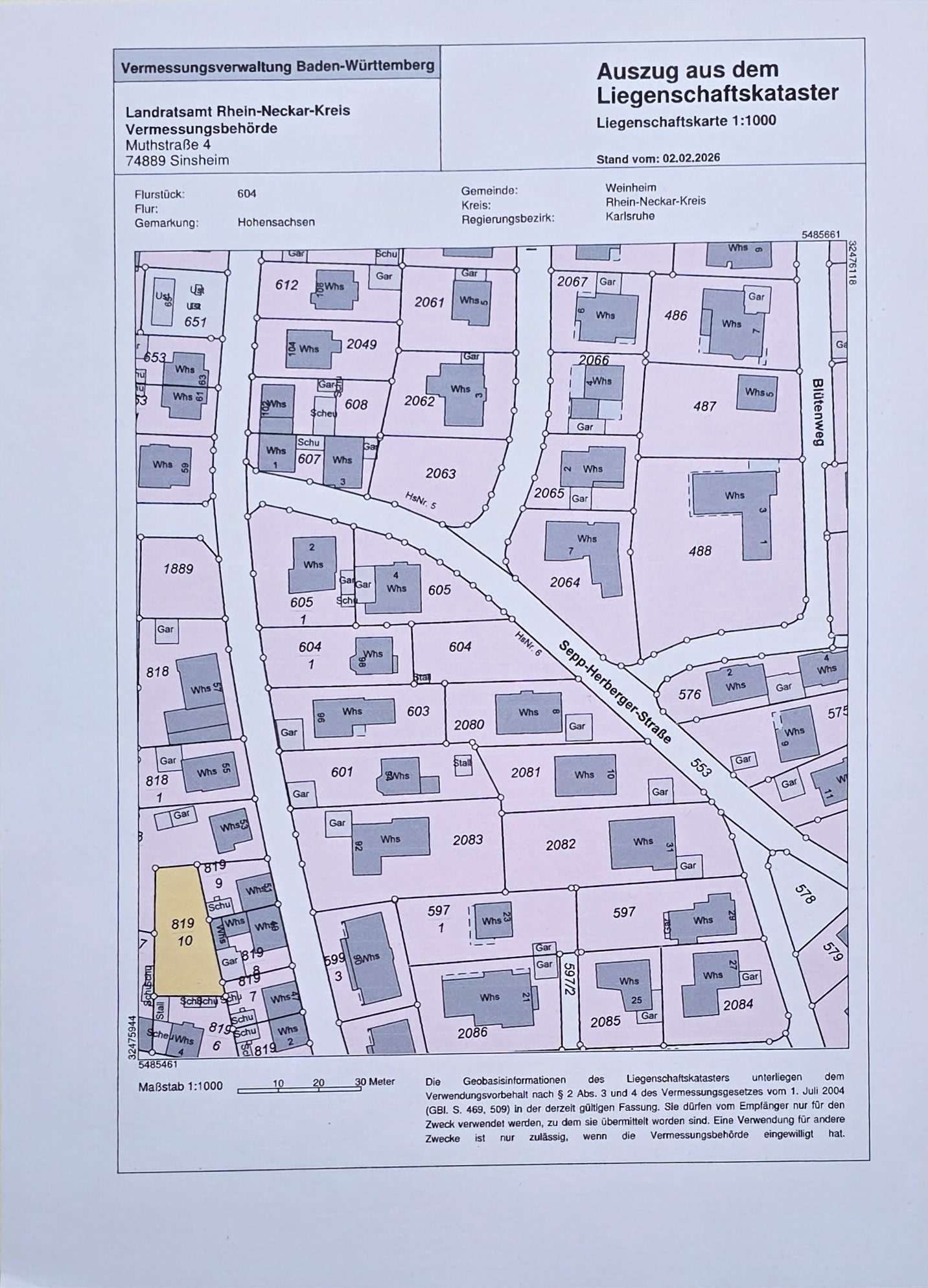 Thumbnail-Grundstück zu verkaufen in Weinheim 599.000,00 € 494 m²