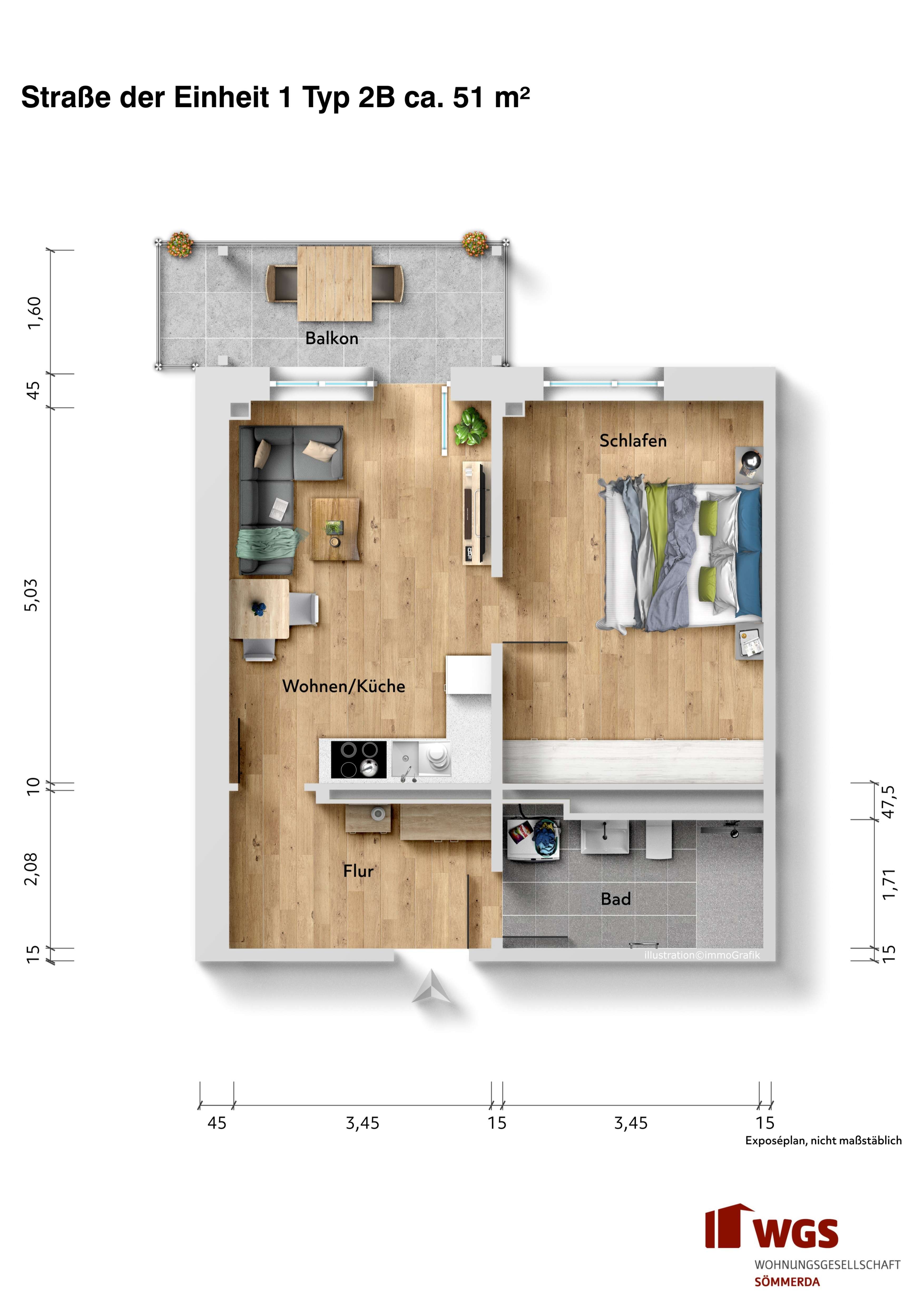 Thumbnail-Wohnung zum Mieten in Sömmerda 602,00 € 51 m²