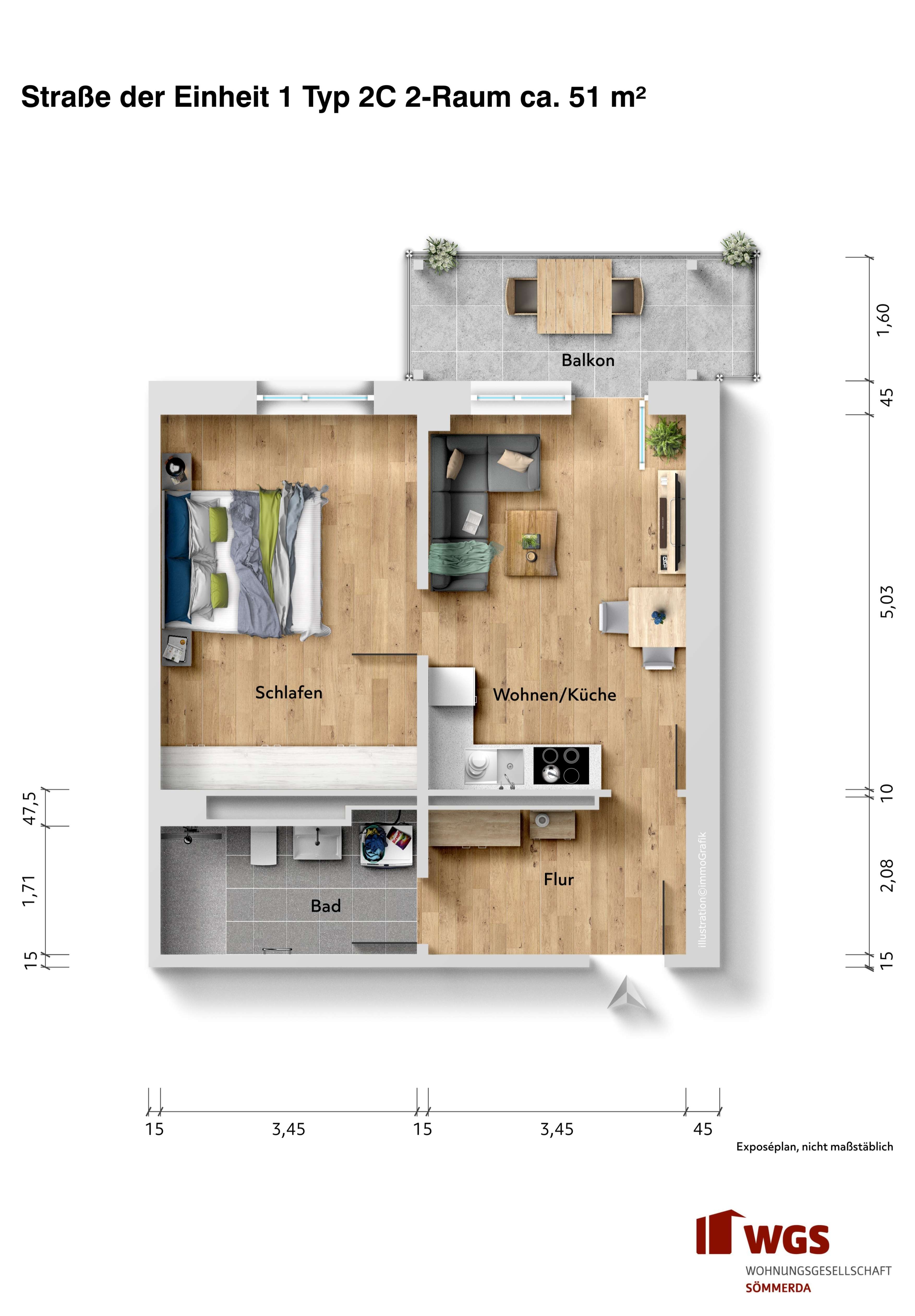 Thumbnail-Wohnung zum Mieten in Sömmerda 602,00 € 51 m²