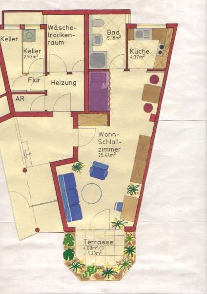 Thumbnail-Wohnung zum Mieten in Marktheidenfeld 420,00 € 39.1 m²