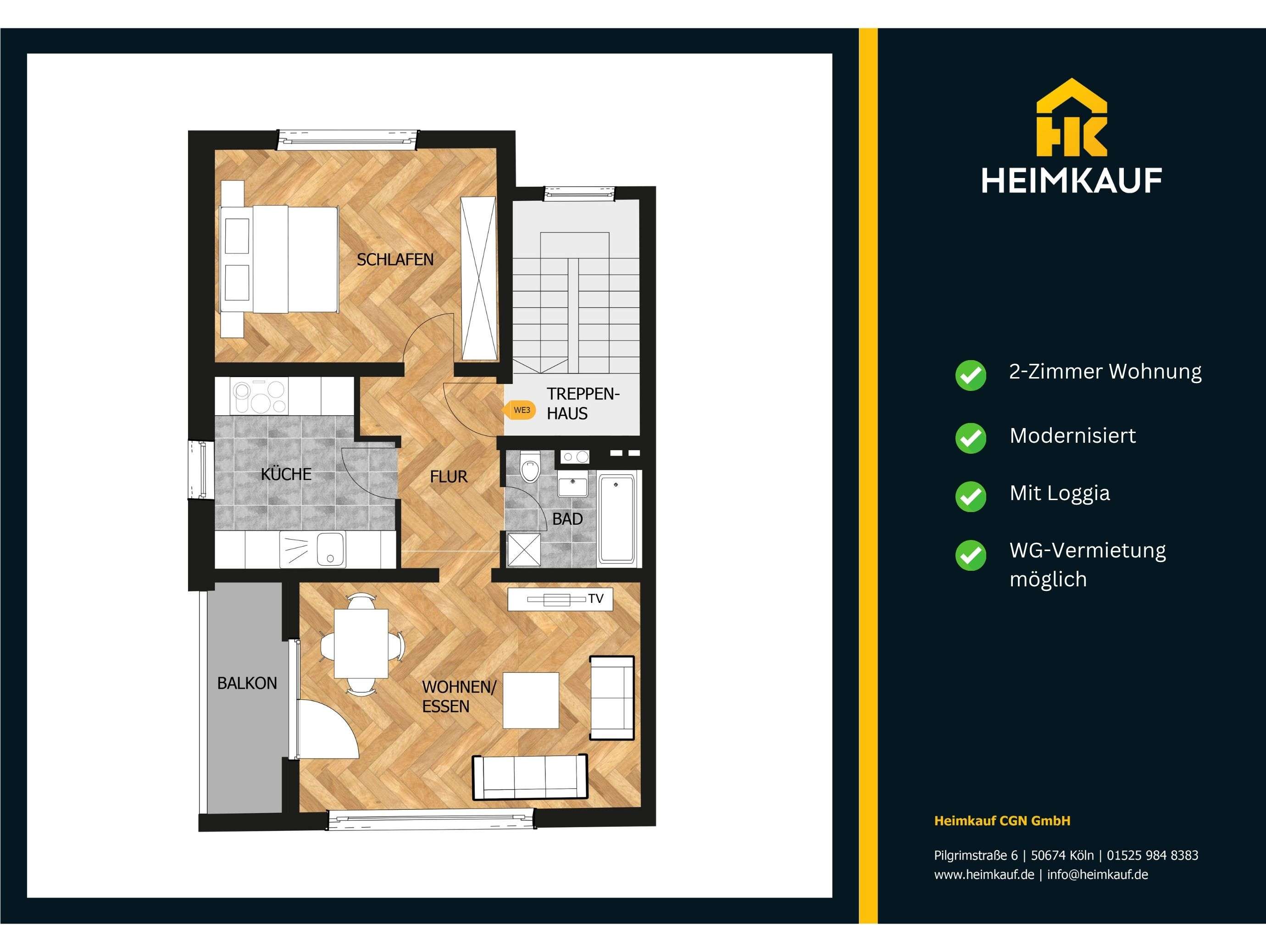 Thumbnail-Wohnung zum Kaufen in Köln 385.000,00 € 65 m²