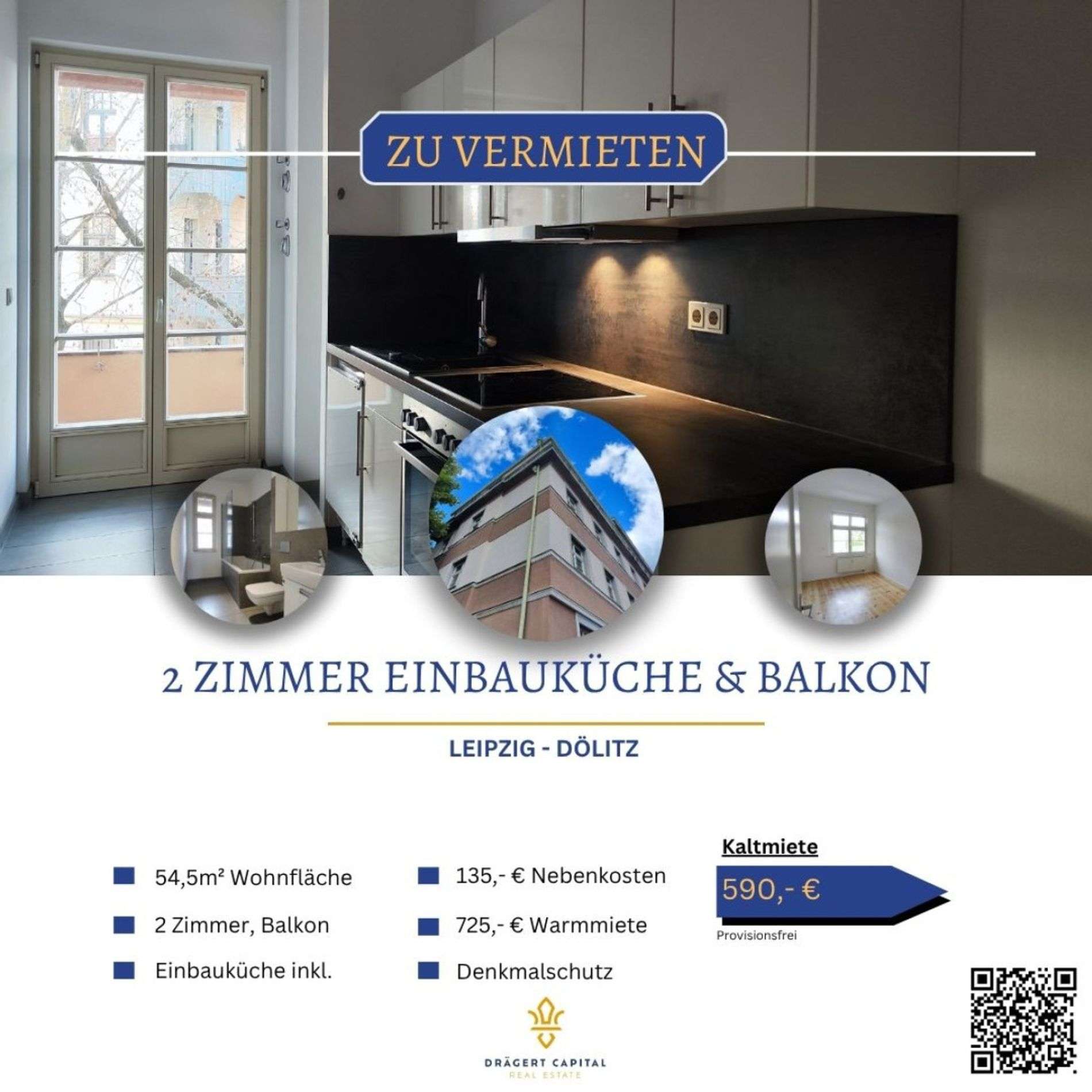 Thumbnail-Wohnung zum Mieten in Leipzig 590,00 € 54.57 m²