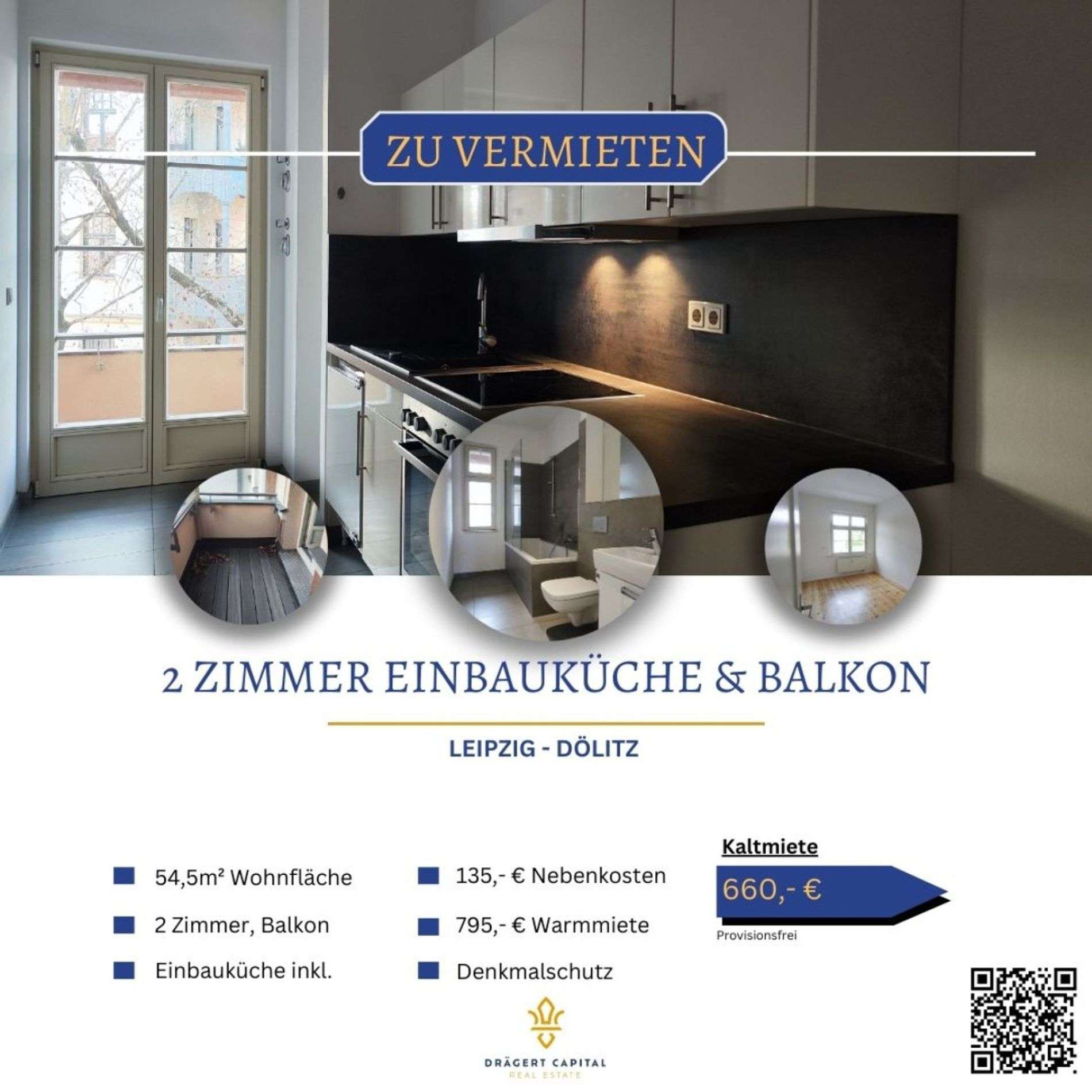 Thumbnail-Wohnung zum Mieten in Leipzig 660,00 € 54.57 m²