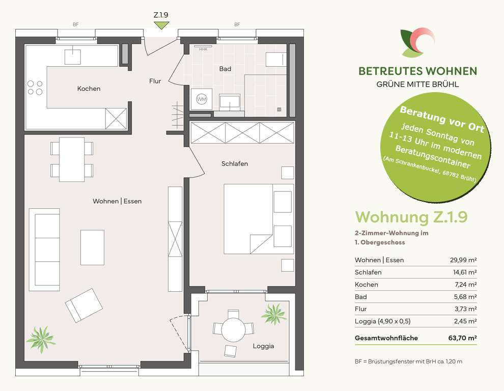 Thumbnail-Wohnung zum Kaufen in Brühl 341.600,00 € 63.53 m²