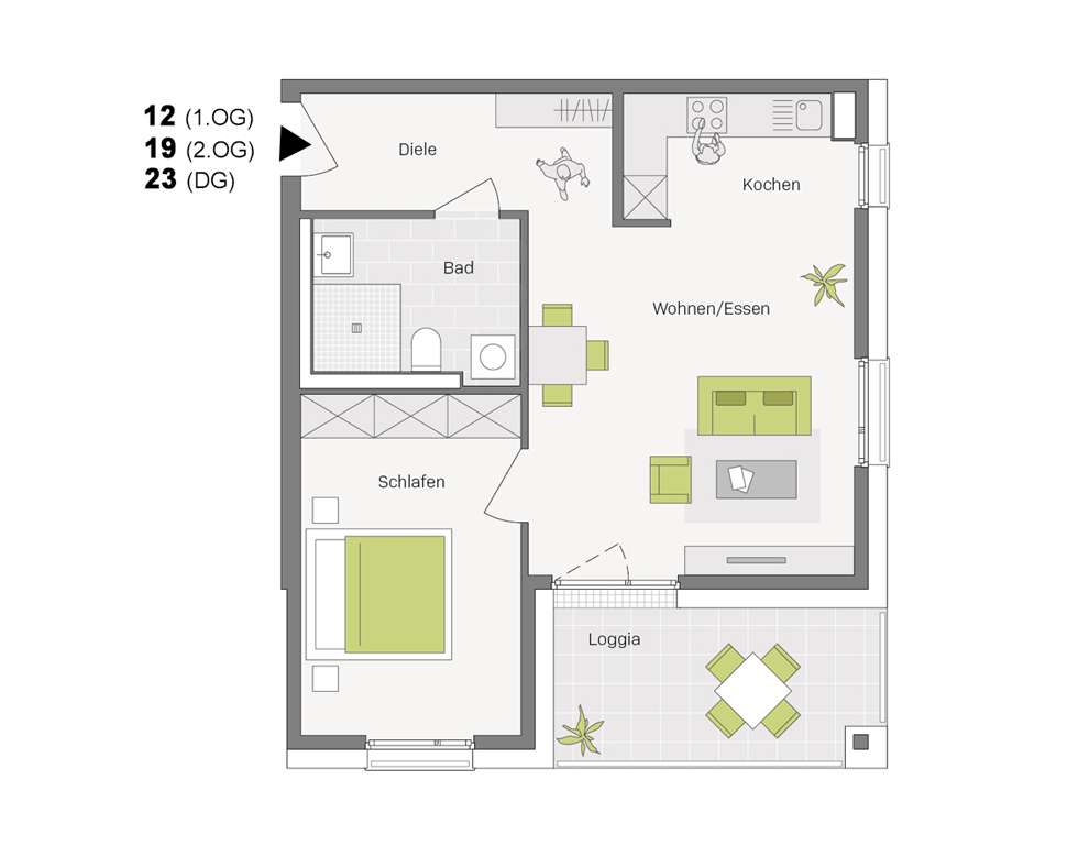 Thumbnail-Wohnung zum Kaufen in Aldingen 299.600,00 € 58.8 m²